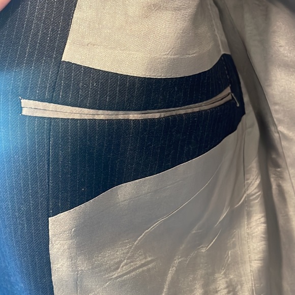 Vintage Wool Navy Pinstripe Blazer - Picture 3 of 4